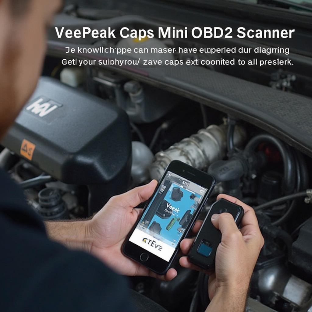 Mechanic using VeePeak Mini to diagnose a car