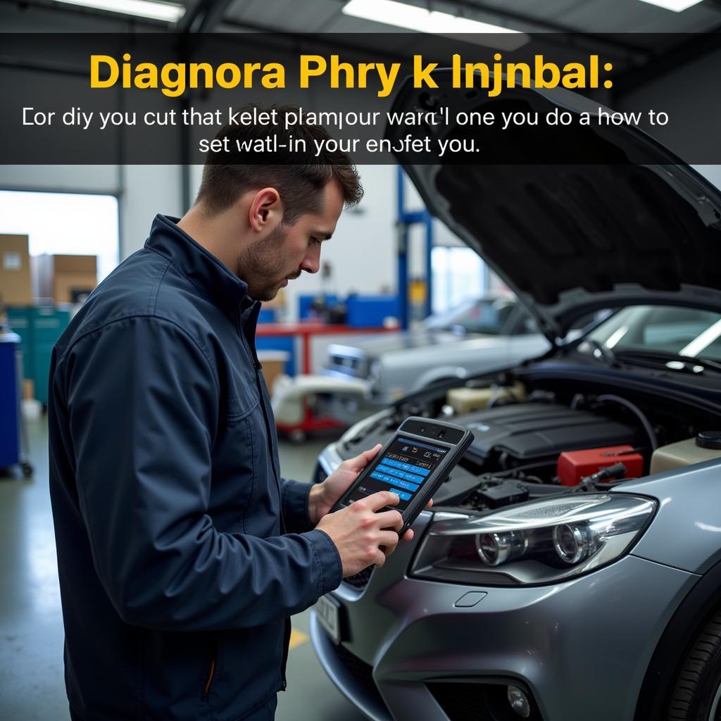 Mechanic using Vgate OBD2 scanner in a workshop