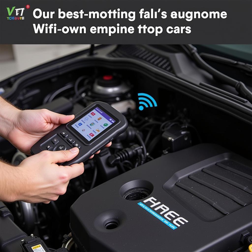 Mechanic Using Vgate Wifi OBD2 Tool on a Car