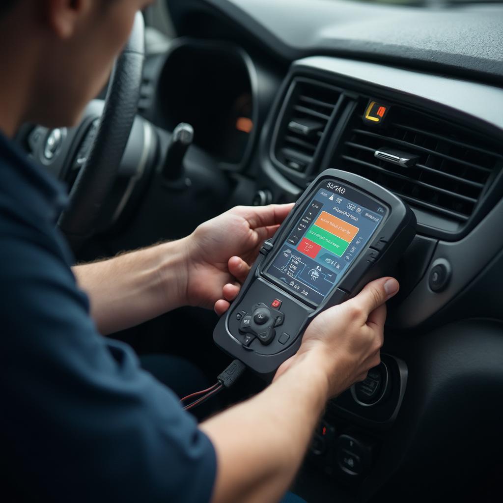 Mechanic Using VPWR OBD2 Scanner