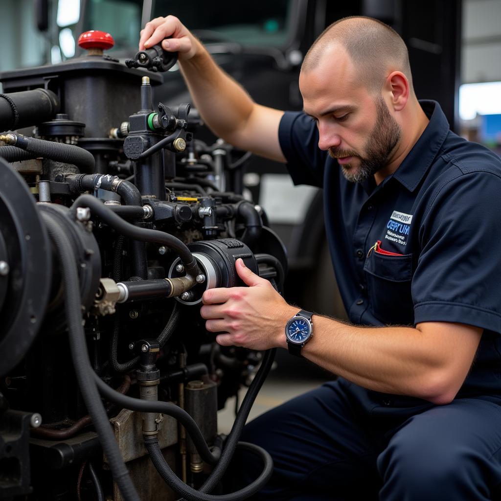 Mechanic Working on a 6.7 Cummins Engine