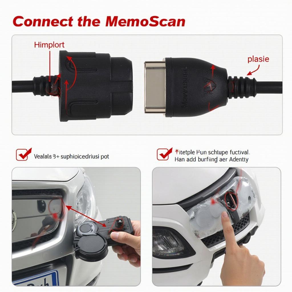 Connecting the OBD2 MemoScan U380 to a vehicle's OBD2 port