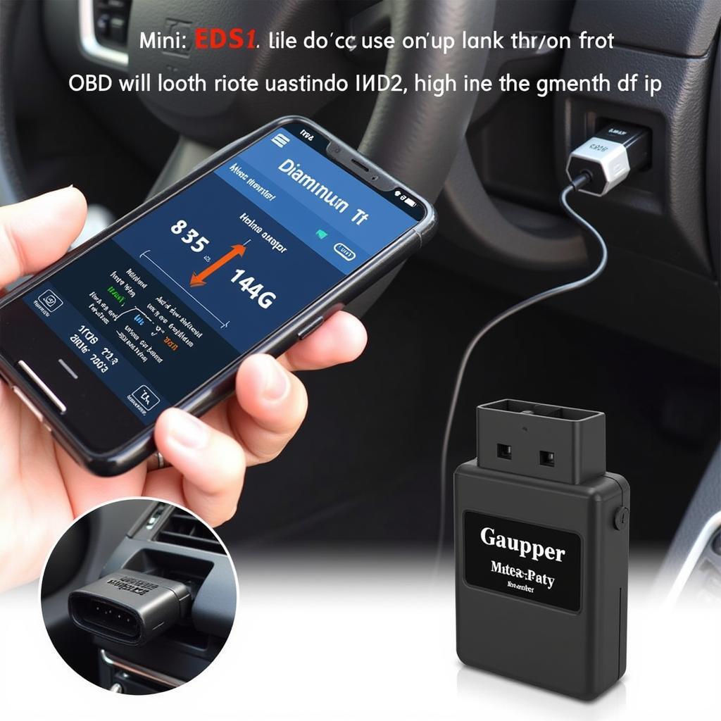 Mini ELM327 Bluetooth OBD2 Scanner Connected to Car