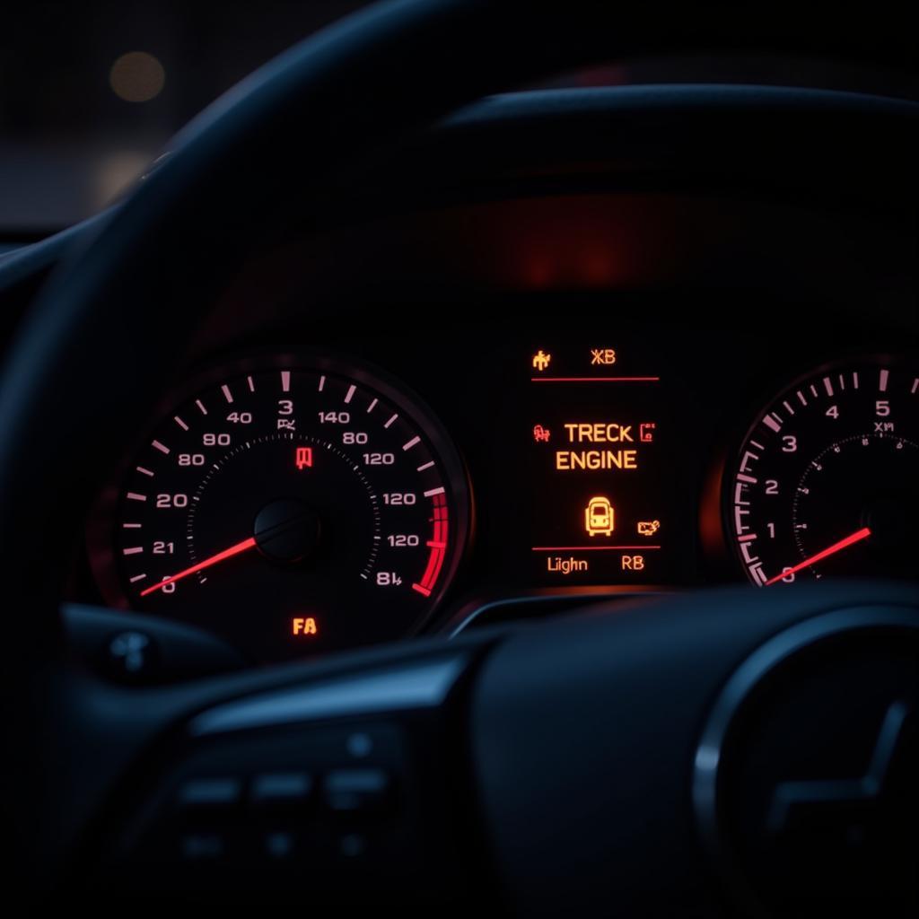 Modern Car Dashboard with Warning Lights