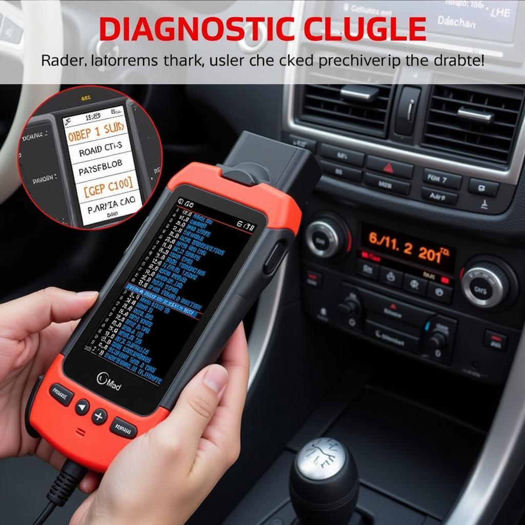 MS609 OBD2 code reader connected to a car's OBD2 port