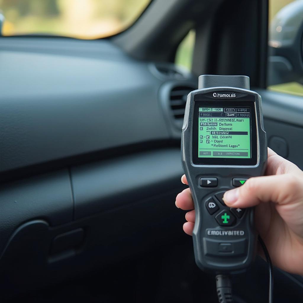 OBD2 Scanner Connected to a Car During NC Inspection