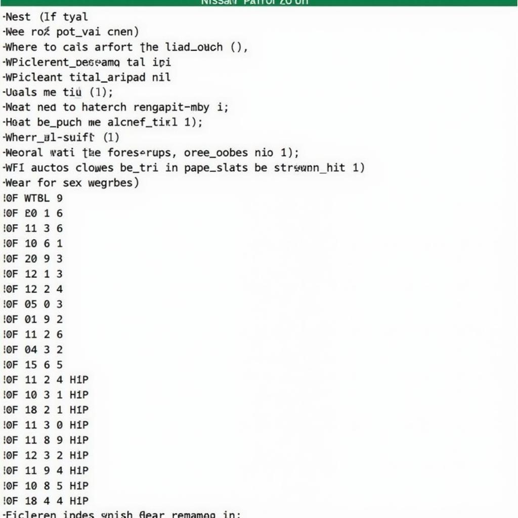 OBD2 Code Definitions for Nissan Patrol GU