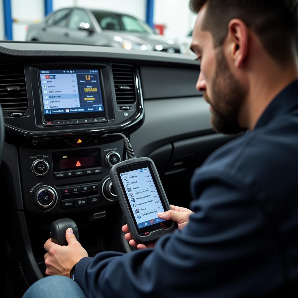 Mechanic using the NT-201 scanner