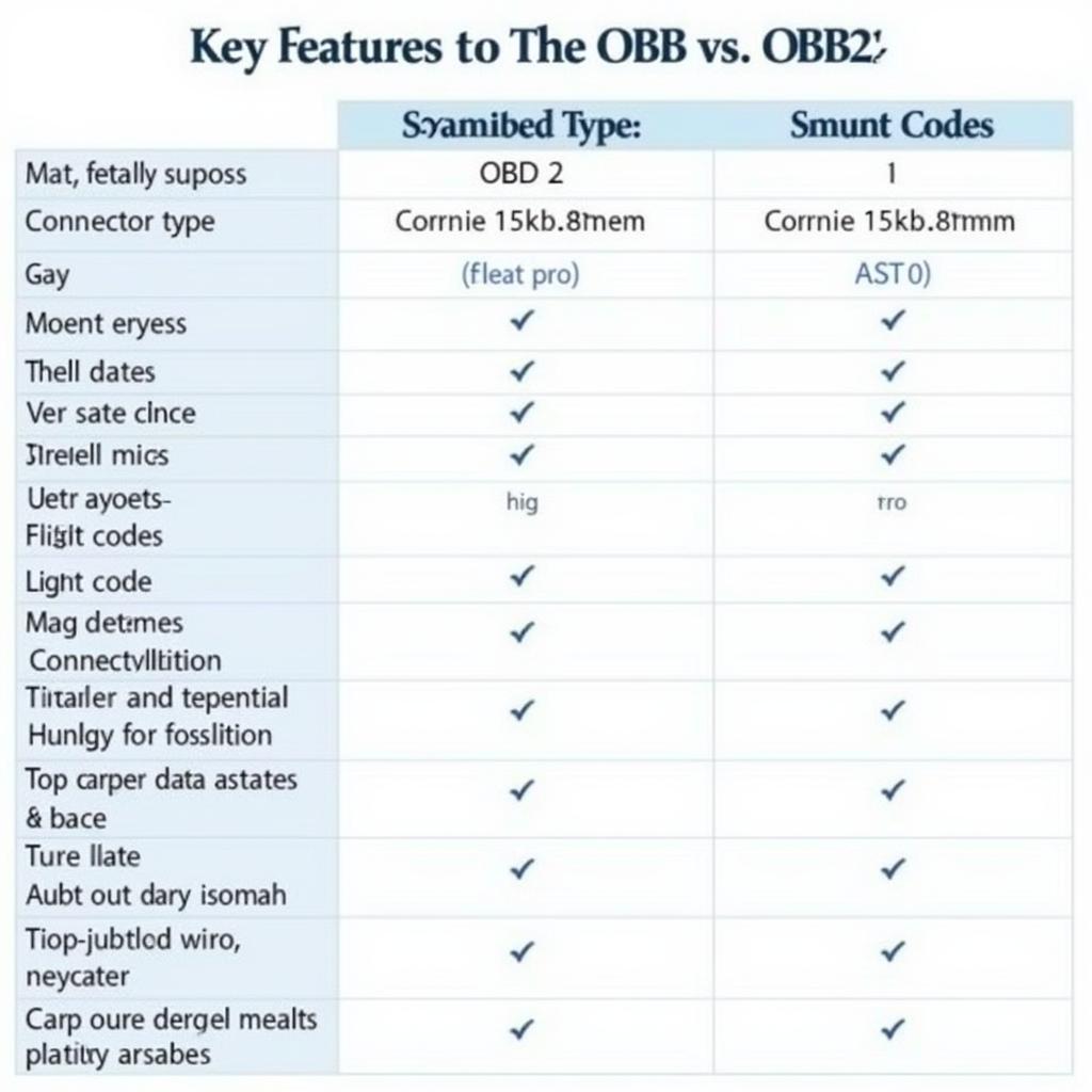 OBD vs. OBD2 Comparison Table