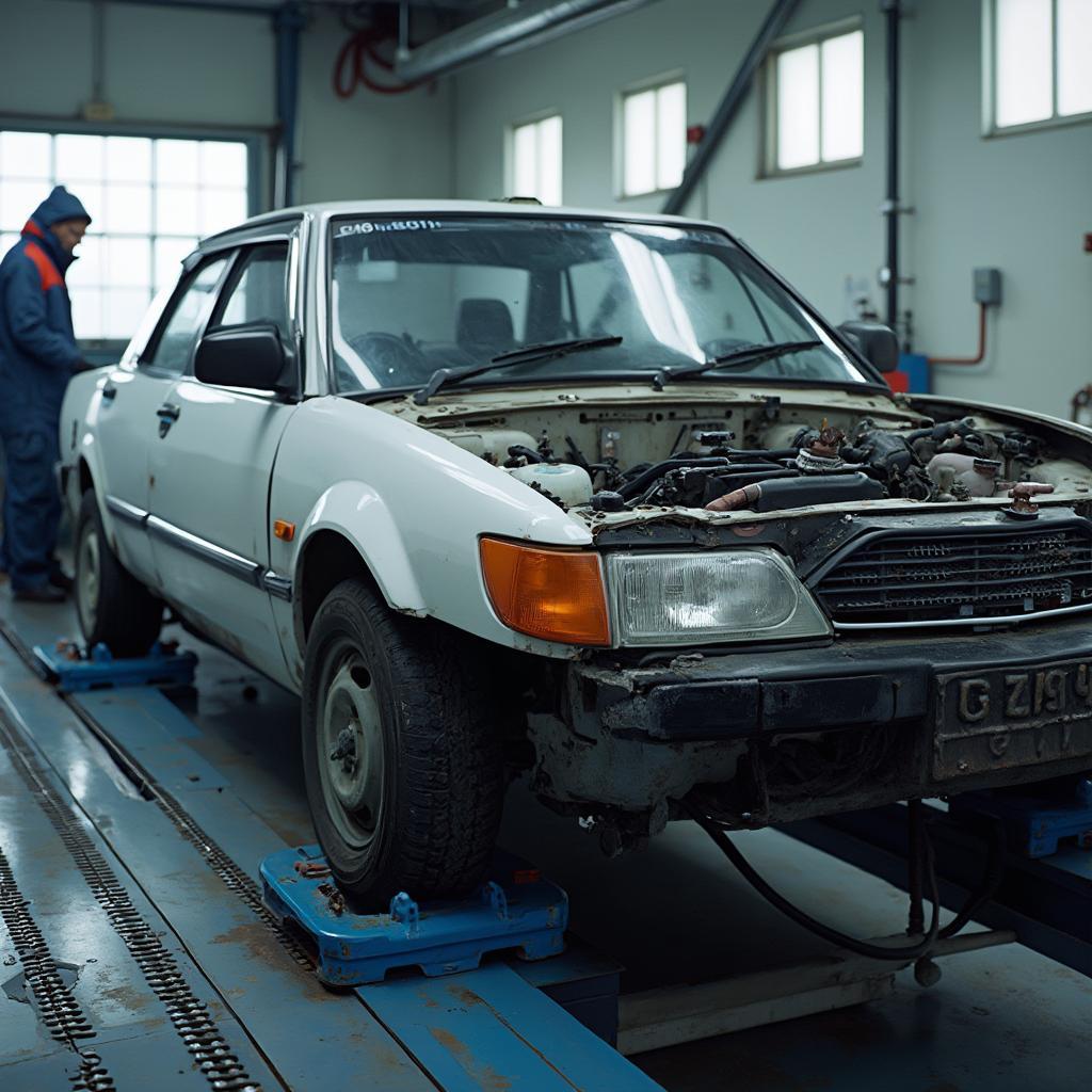 OBD1 Car Undergoing Emissions Testing with an OBD2 Engine Swap