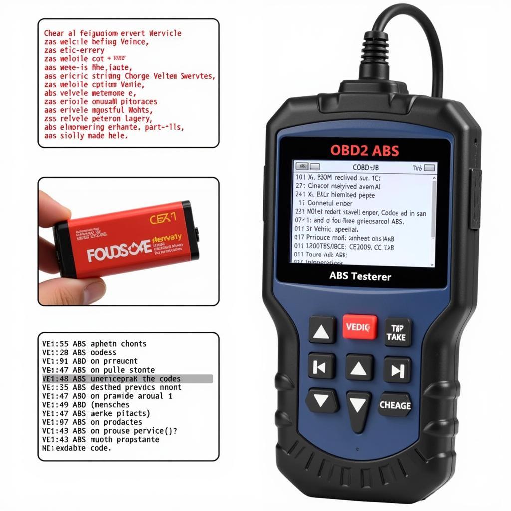 OBD2 ABS tester displaying error codes