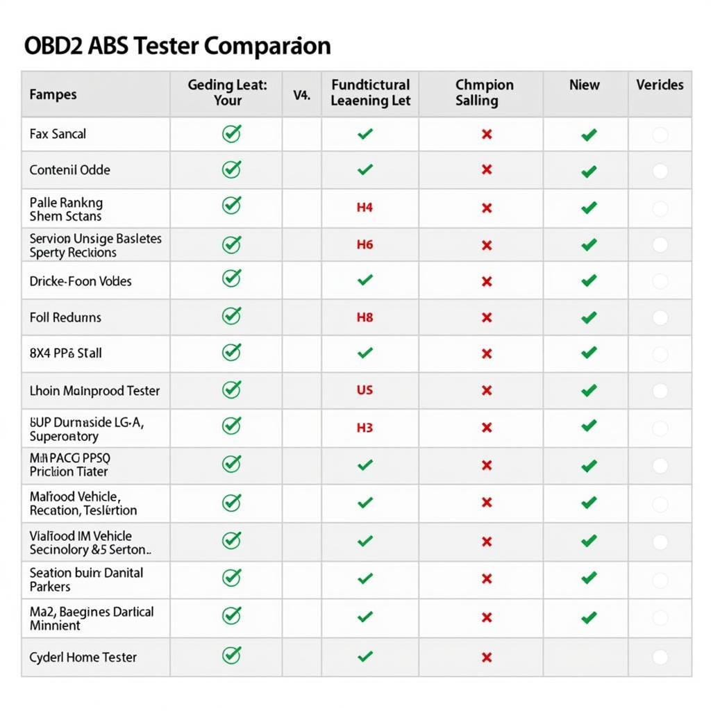 Comparison of OBD2 ABS tester features