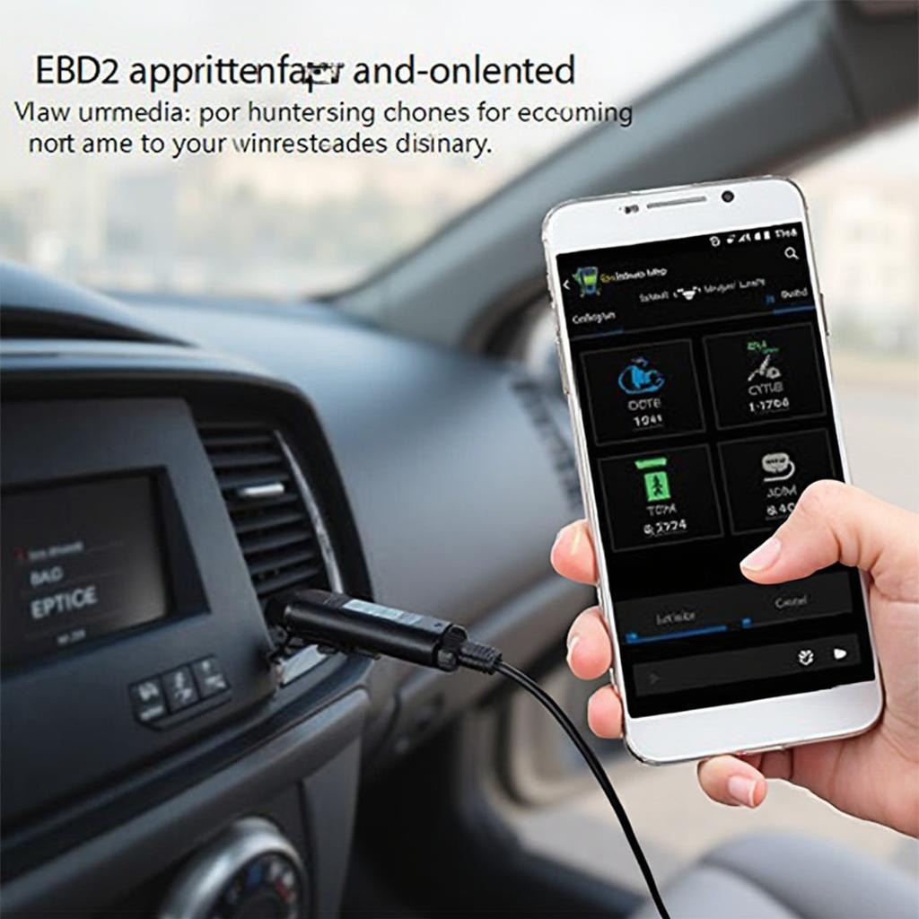 OBD2 Adapter Connected to a Smartphone via Bluetooth