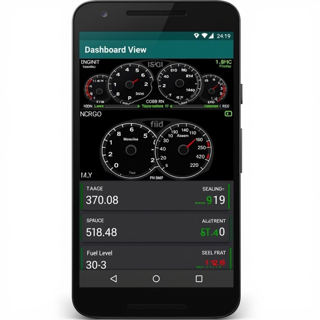 Smartphone Displaying OBD2 App Dashboard