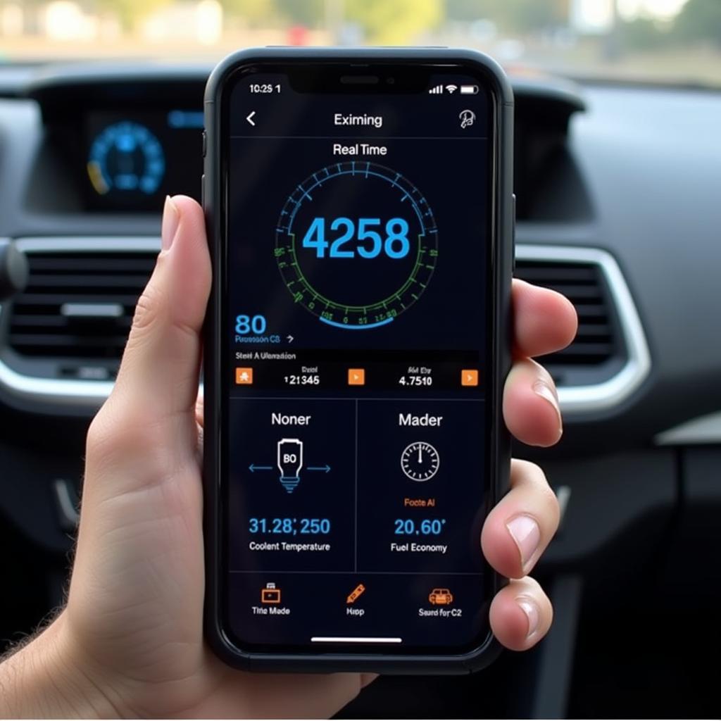 OBD2 App Dashboard on Smartphone