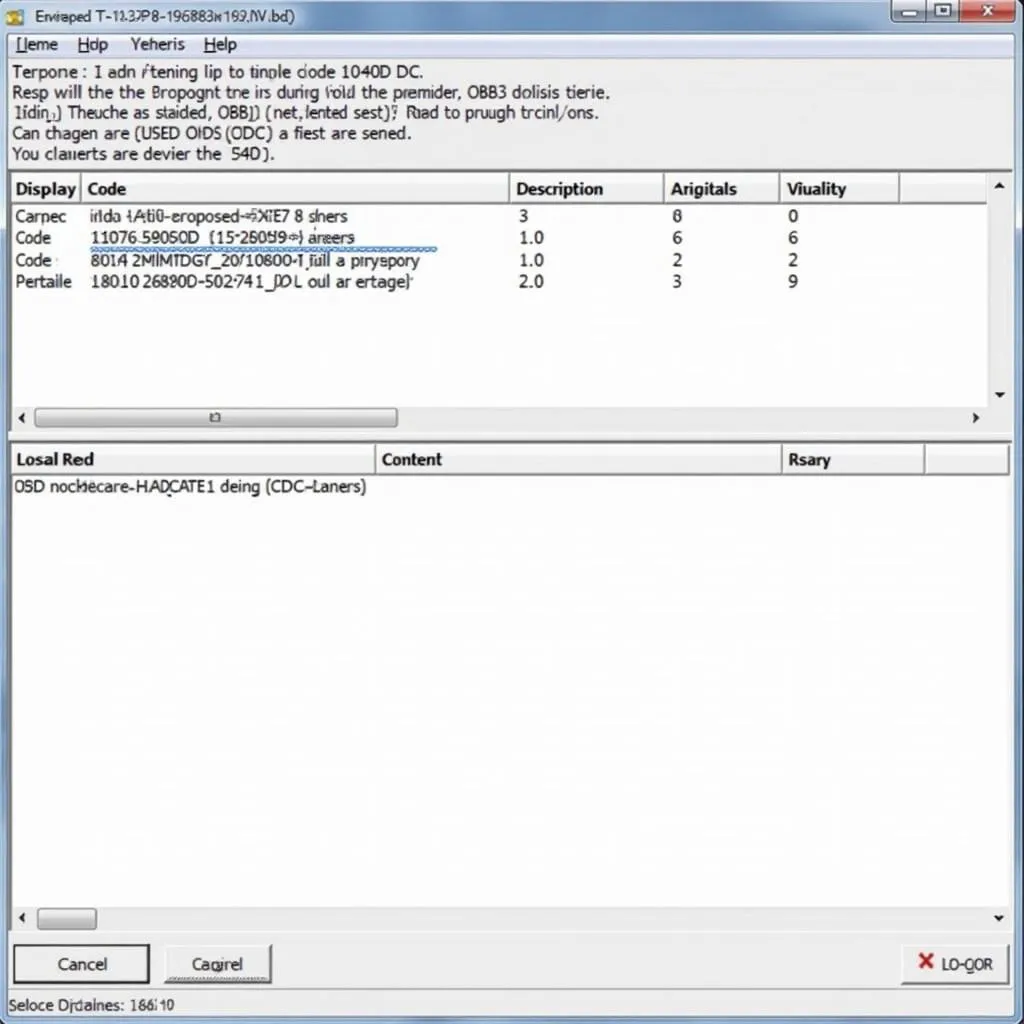 OBD2 app displaying diagnostic trouble codes on a Windows PC