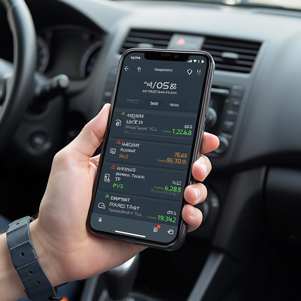 OBD2 App Displaying Diagnostic Information