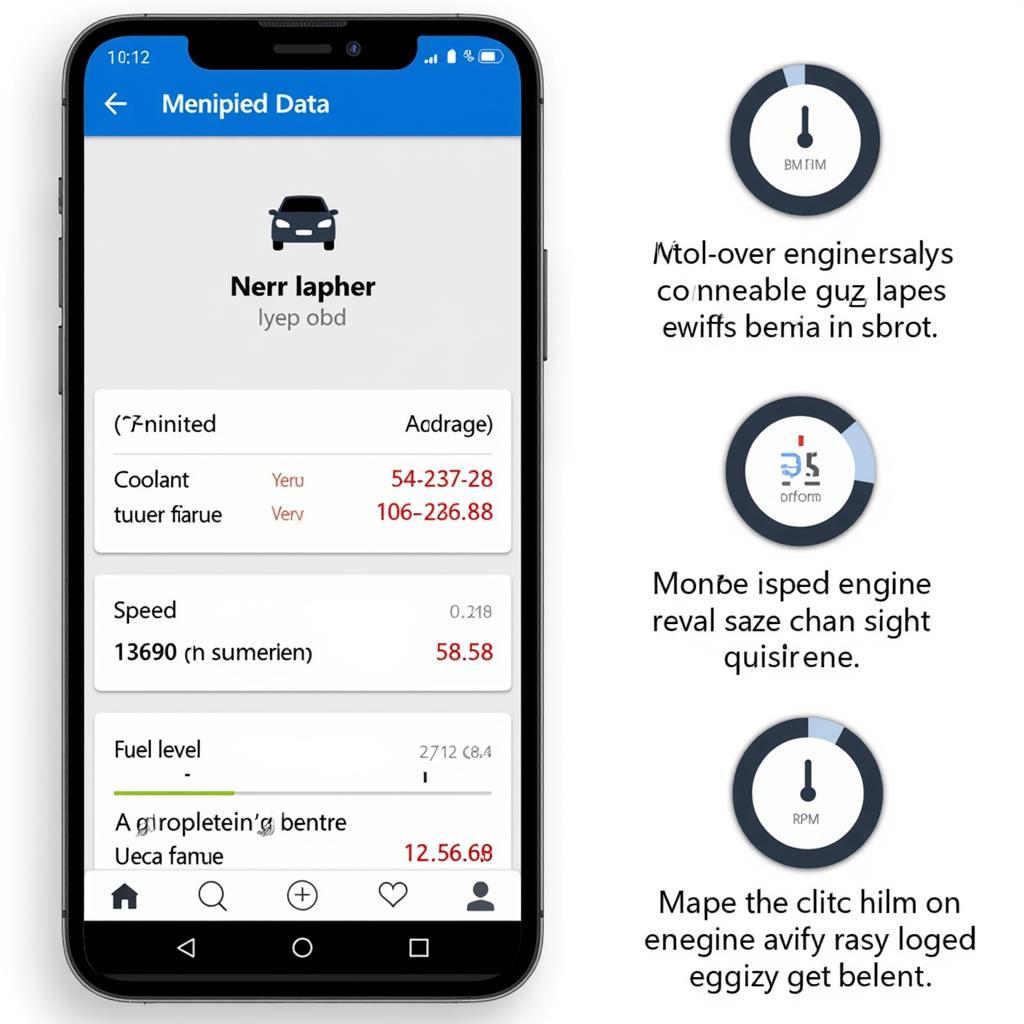 OBD2 App Displaying Engine Data