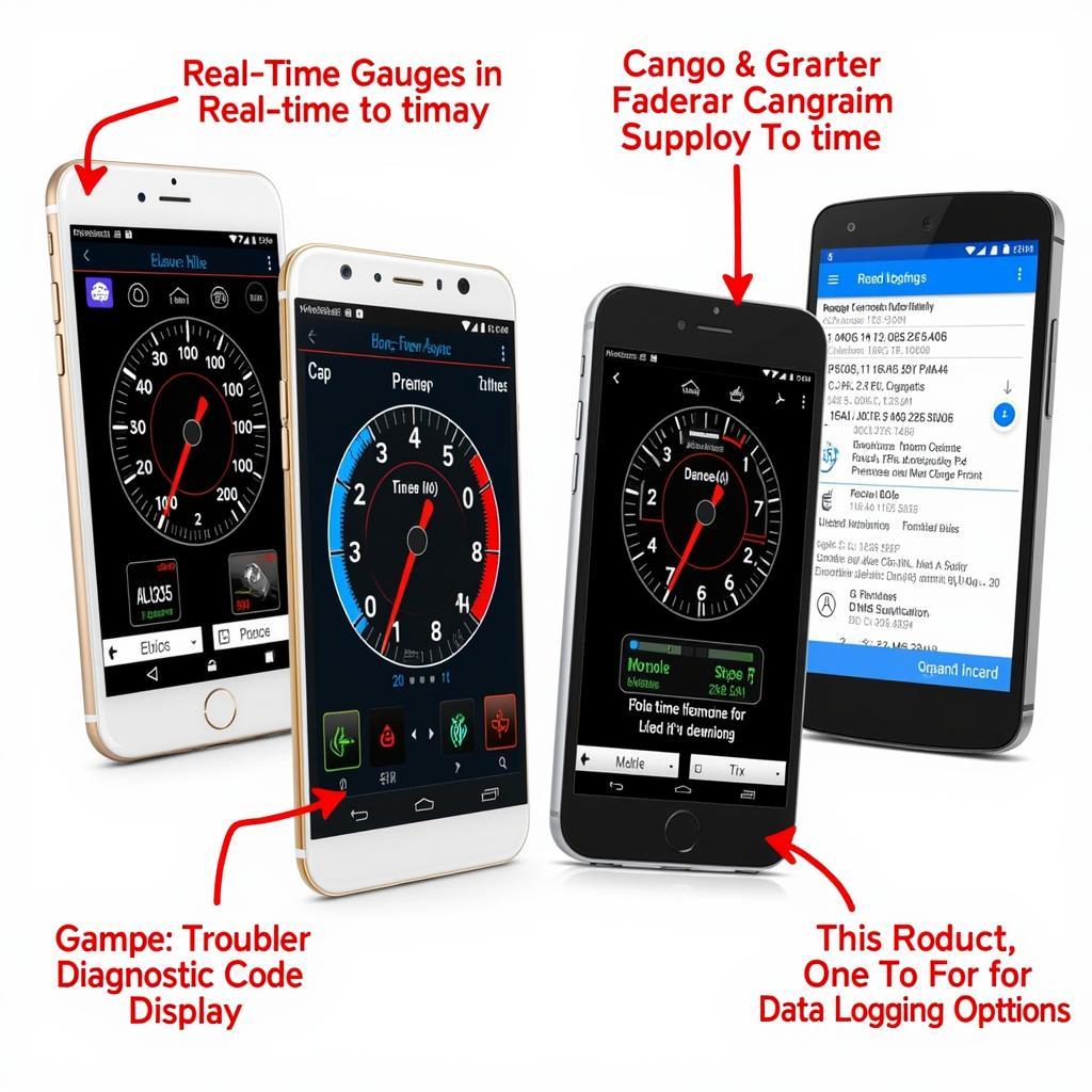 OBD2 App Interface with Features