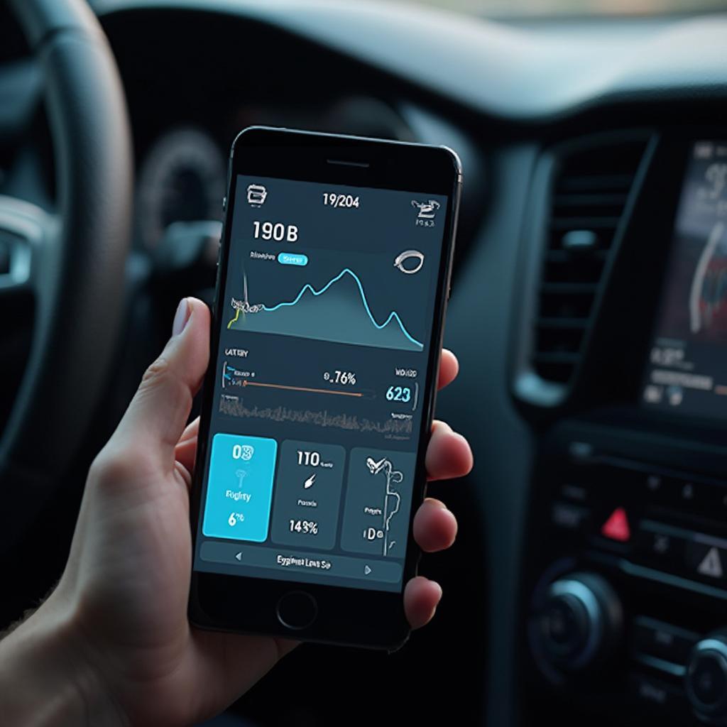 Hybrid Car Dashboard with OBD2 App Connected