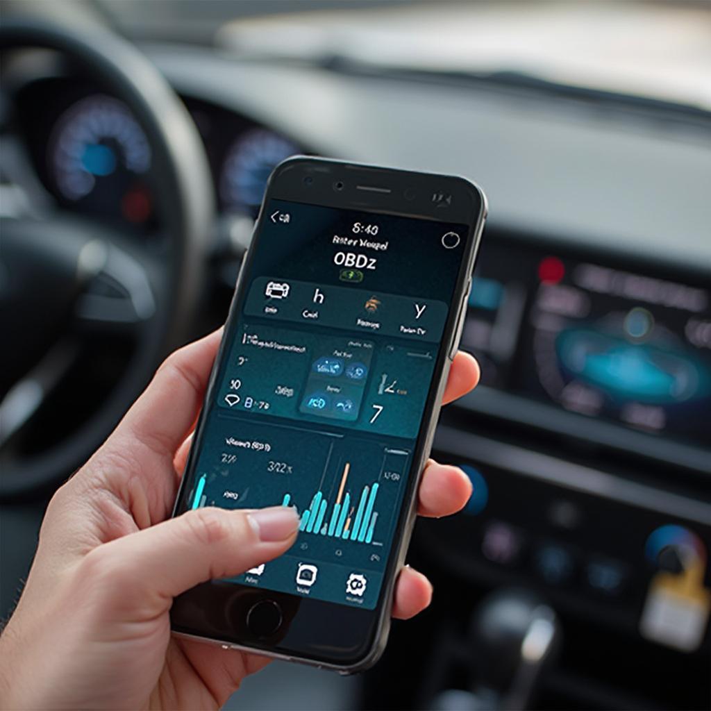 Smartphone displaying an OBD2 app interface with live vehicle data