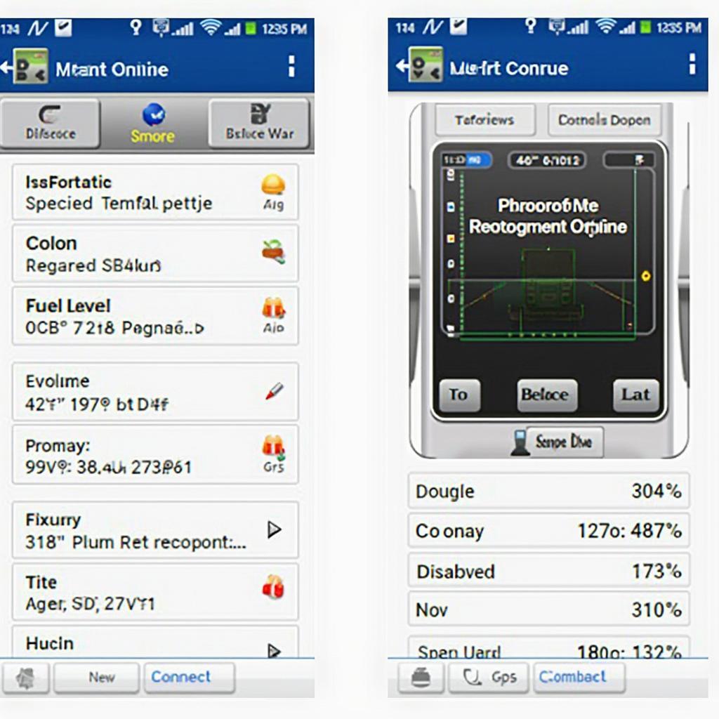 OBD2 App Interface Dashboard