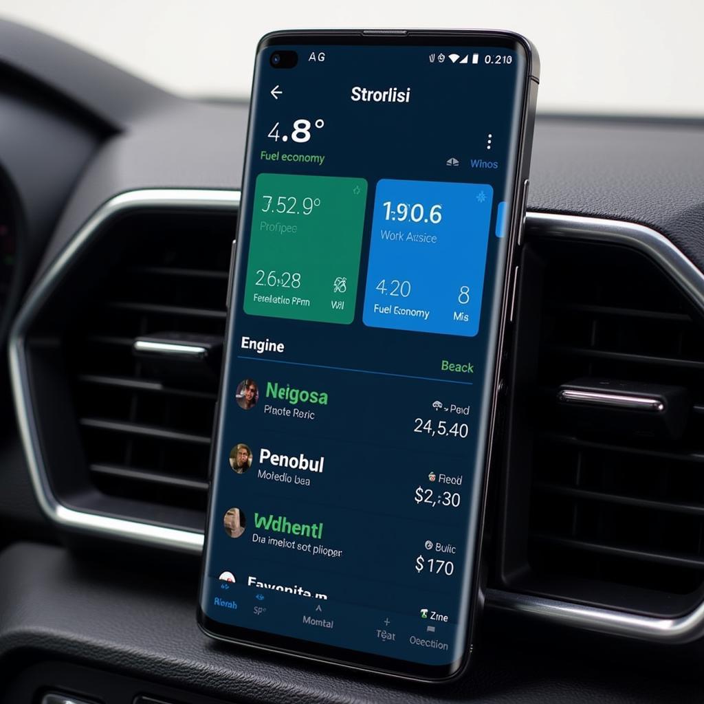 OBD2 App Interface on Galaxy S10