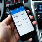 Smartphone Displaying OBD2 App Interface