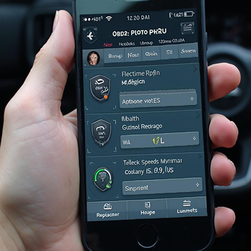 OBD2 App Interface on Smartphone