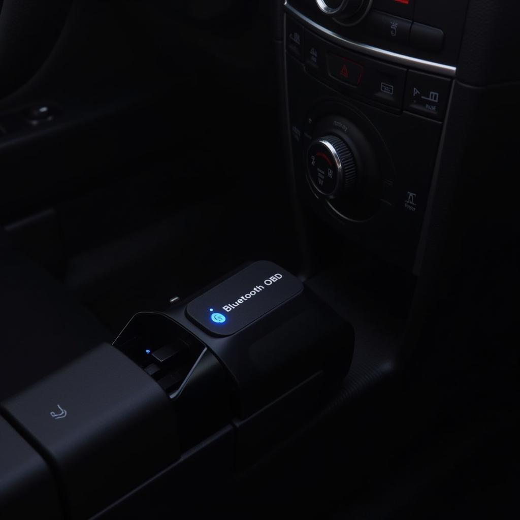 OBD2 Bluetooth Adapter Connected to Car