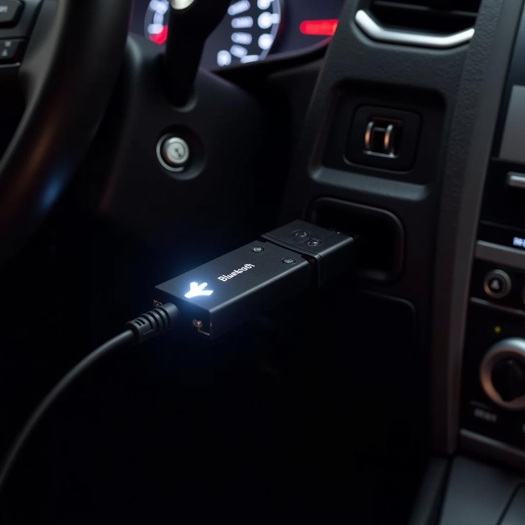 OBD2 Bluetooth Adapter Connected to Car