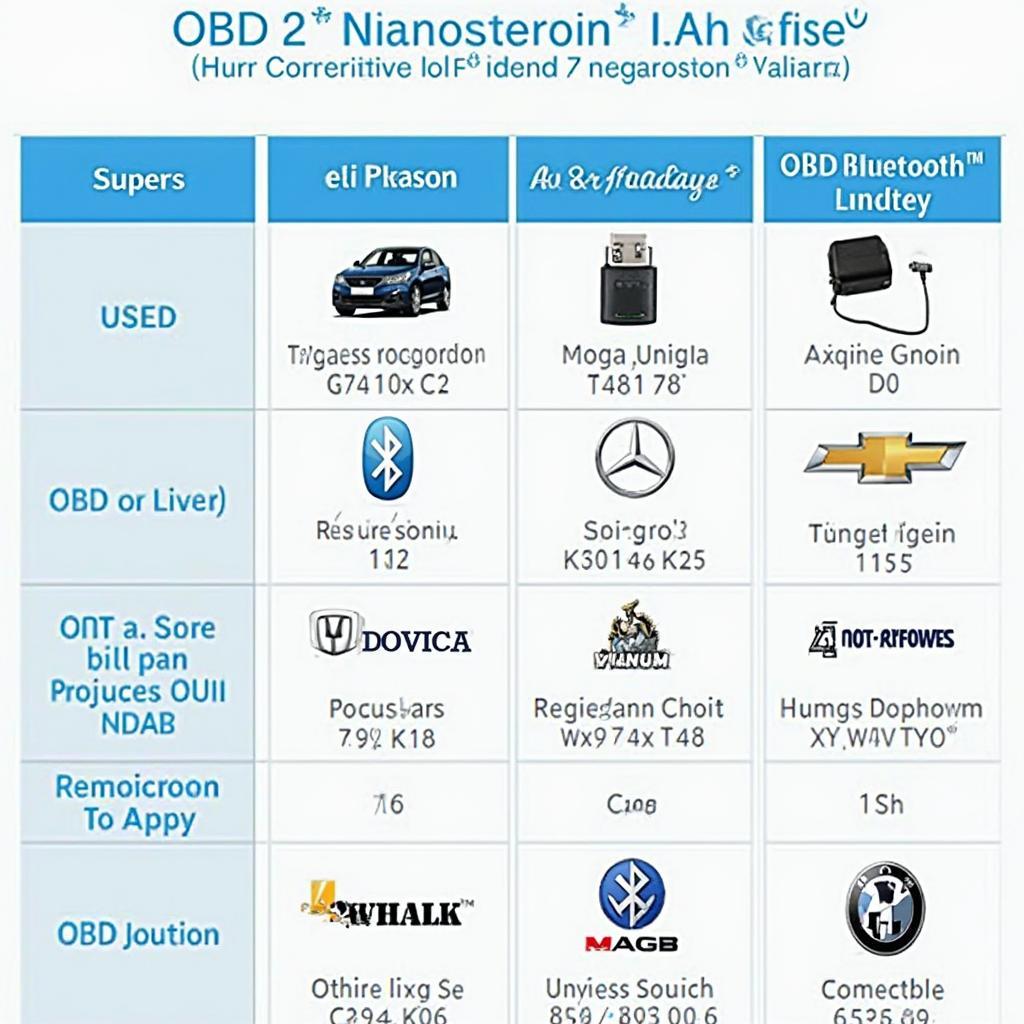 OBD2 Bluetooth Adaptor Compatibility Chart