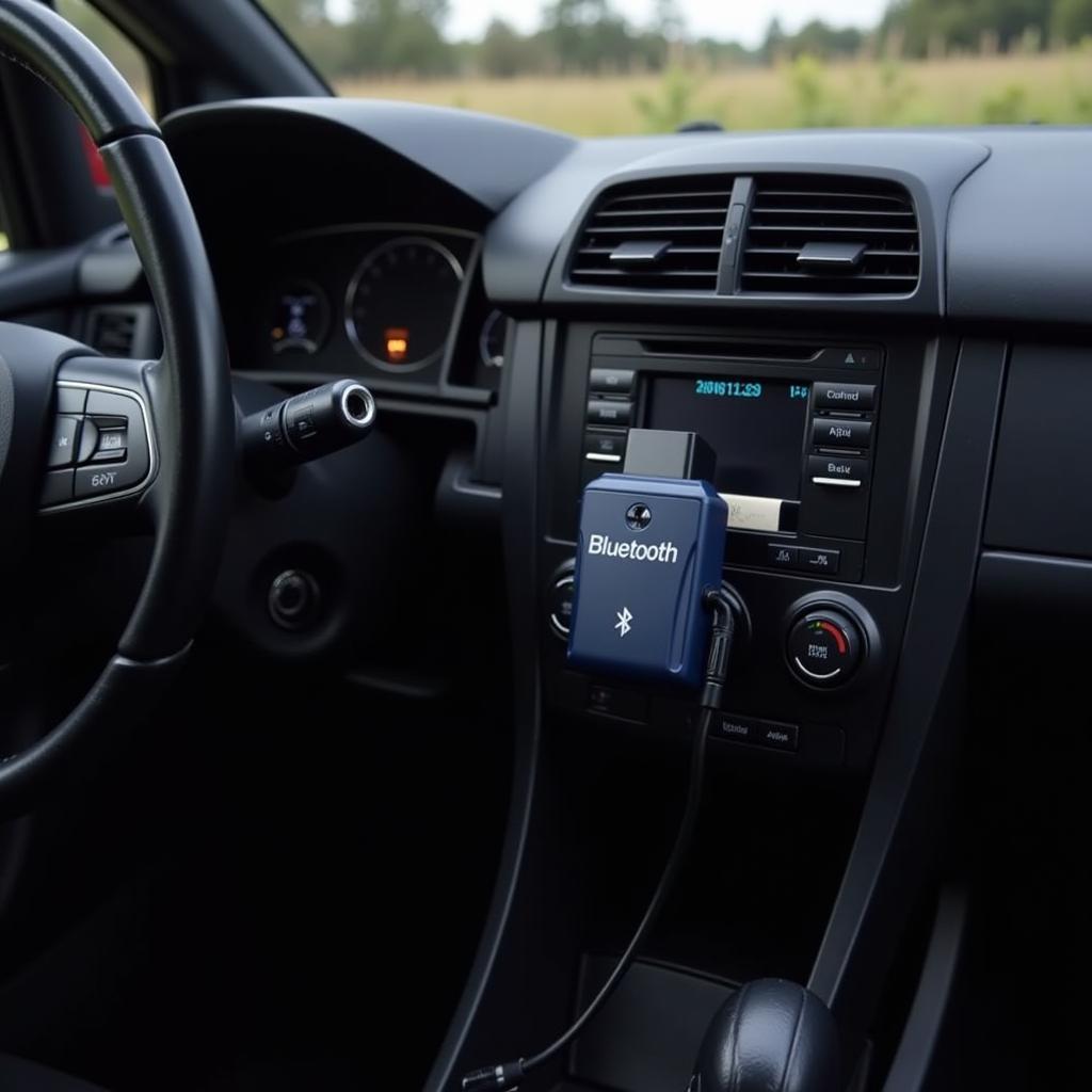 OBD2 Bluetooth Device Connected to Car