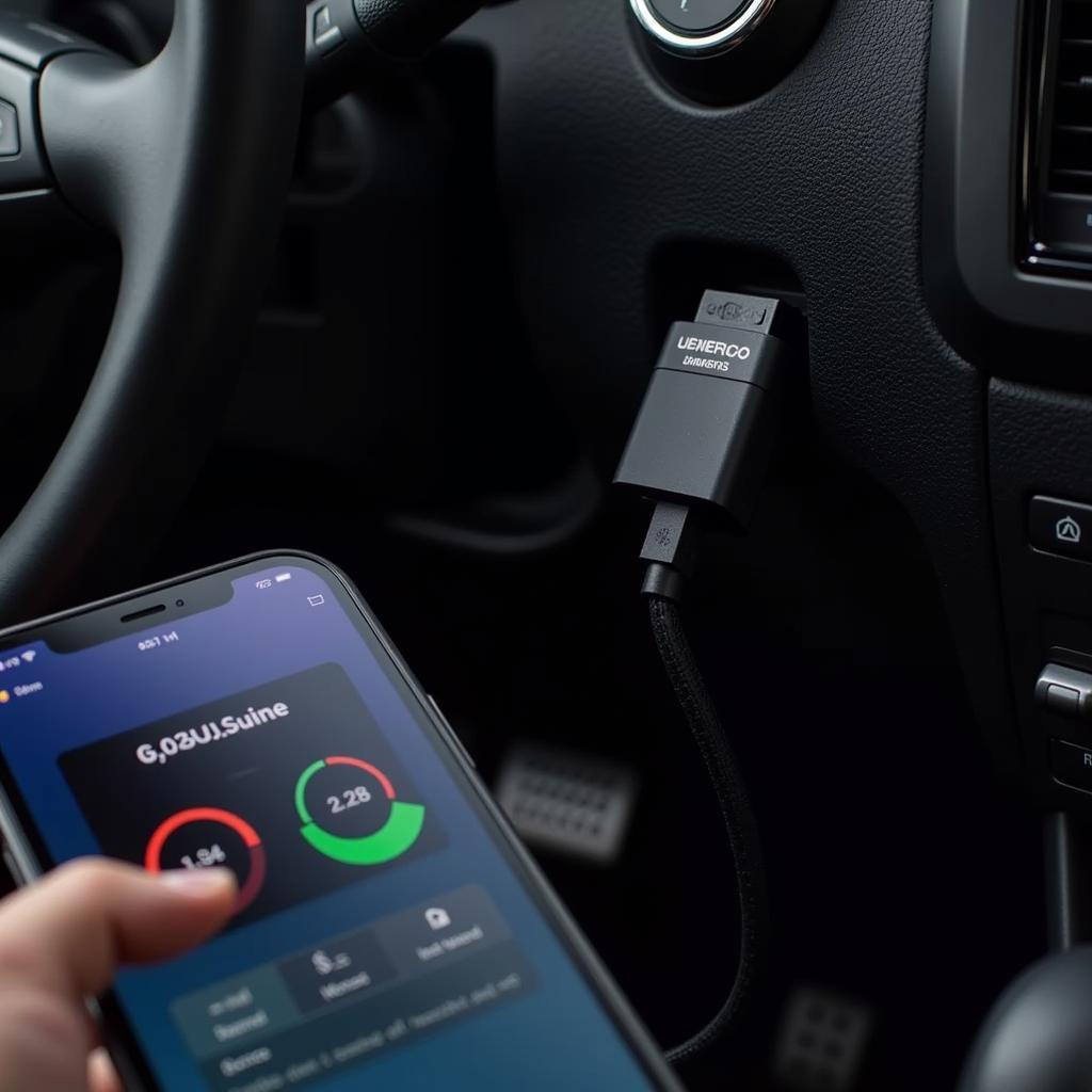 OBD2 Bluetooth Dongle Connected to Smartphone