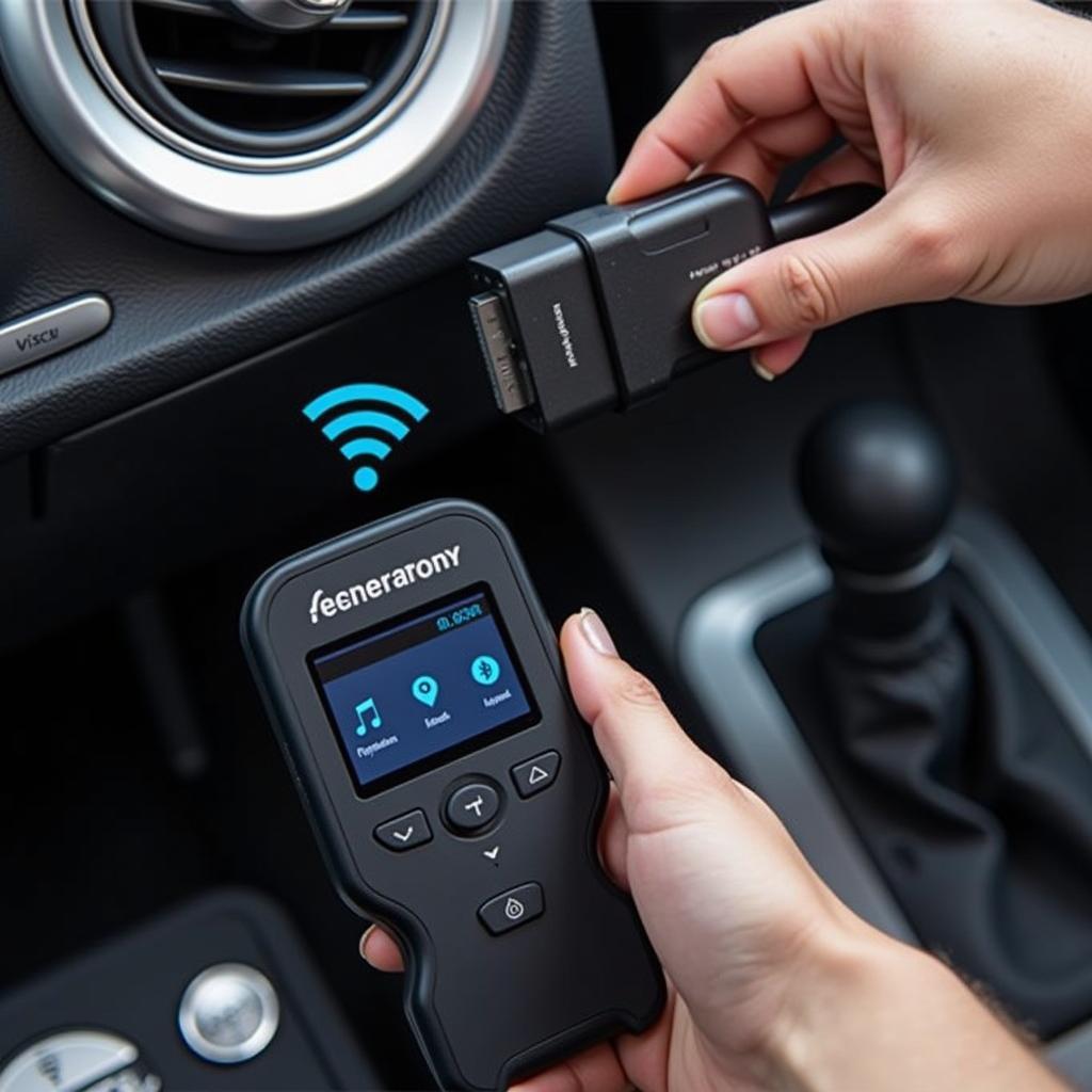 OBD2 Bluetooth Scanner Connected to Car