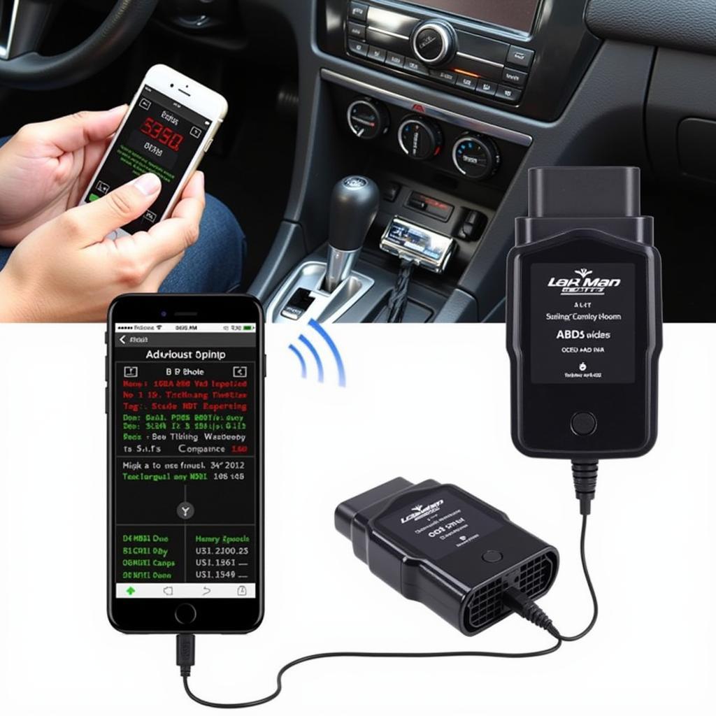 OBD2 Bluetooth Scanner Connected to Car ECU