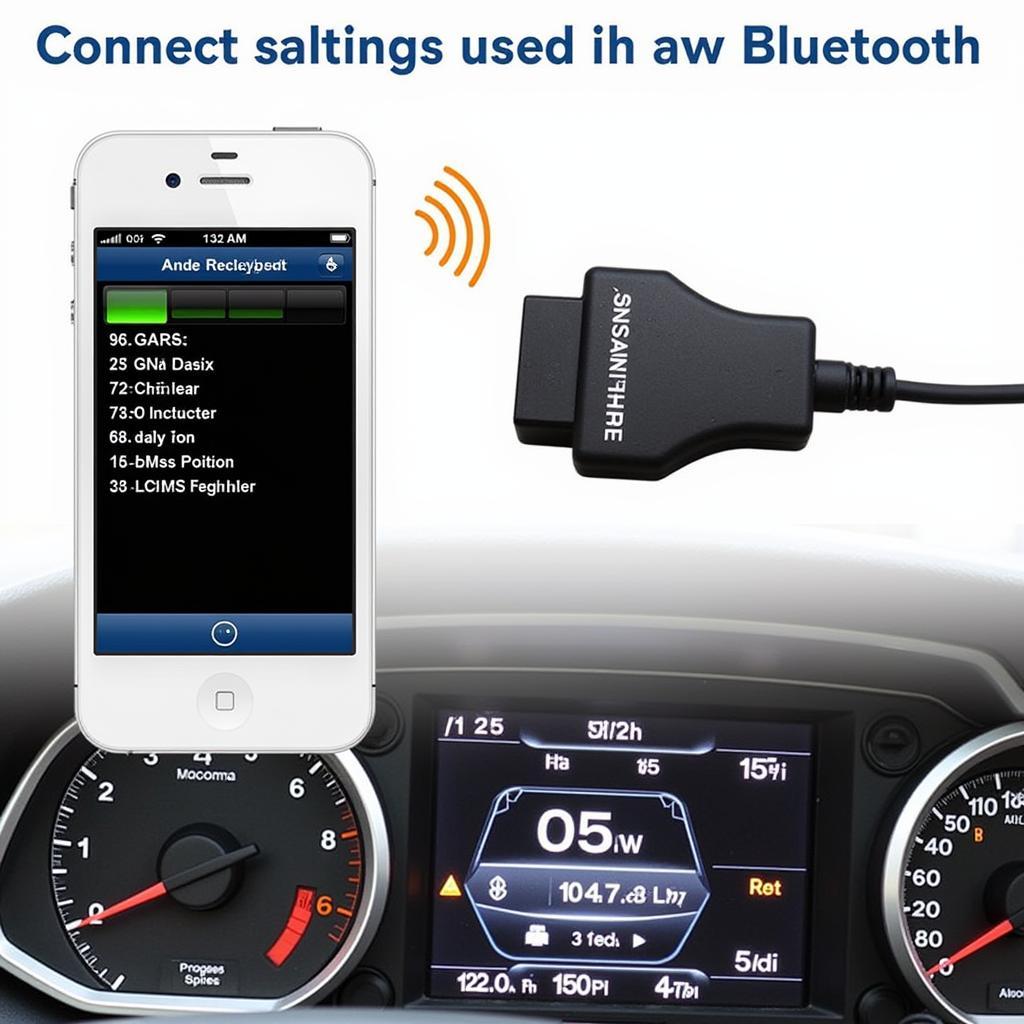 Smartphone Connected to OBD2 Bluetooth Scanner