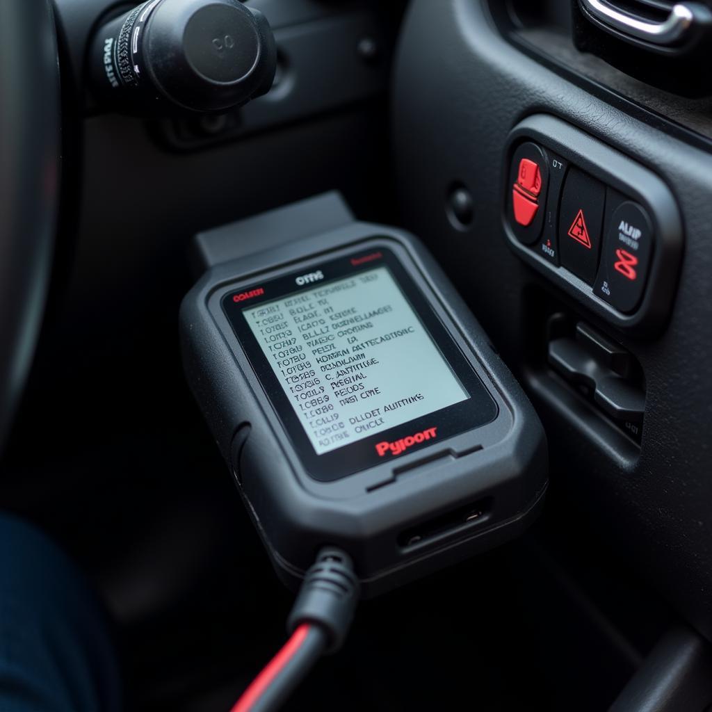 OBD2 Car Scan Tool Connected to Car