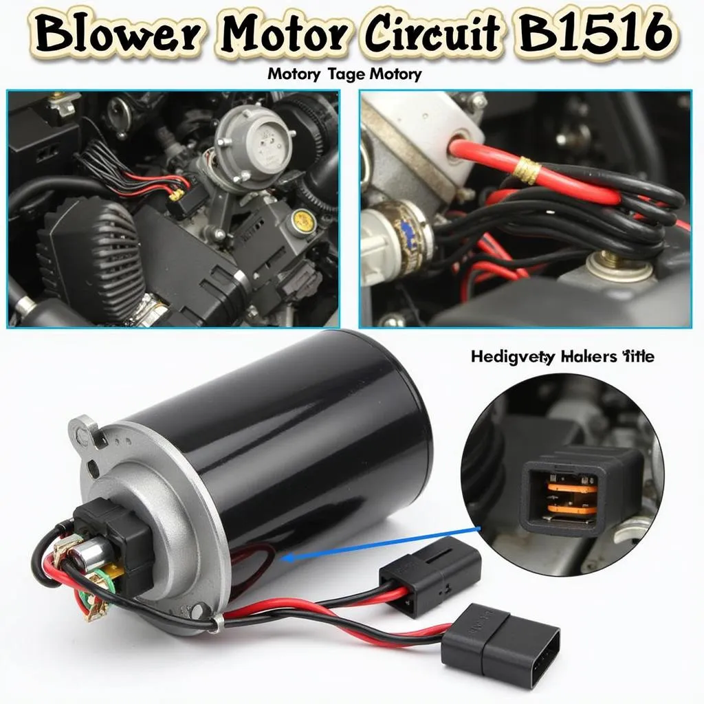 Close-up view of a car's blower motor circuit with highlighted wiring and components