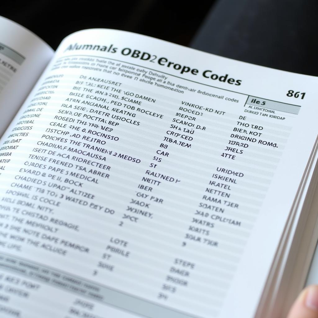 Example of an OBD2 Code Manual