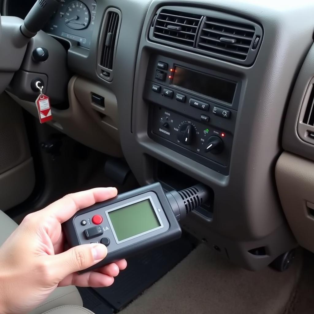 OBD2 Code Reader Plugged into a 2002 F250 Diesel Truck