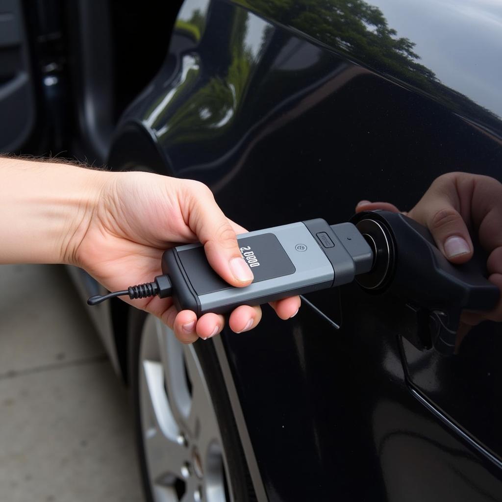 Mechanic Using OBD2 Code Reader