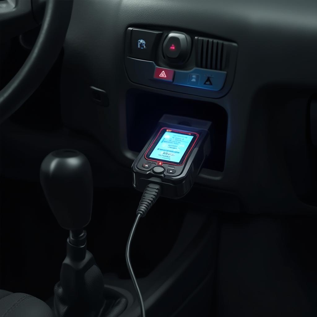 OBD2 Code Reader Plugged into a Car's OBD2 Port