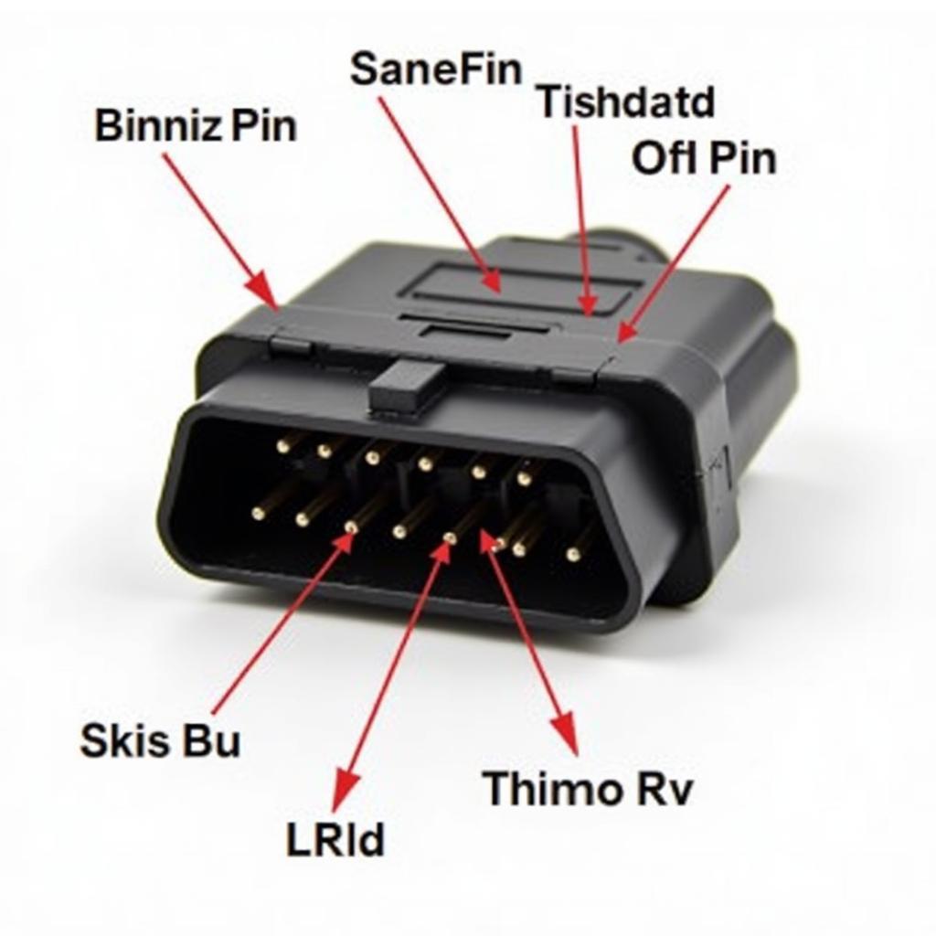 OBD2 connector with labeled pins