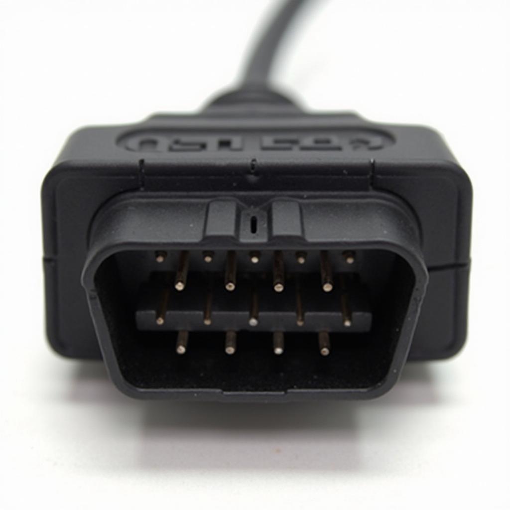 Close Up View of a Standard OBD2 Connector Showing the 16 Pins