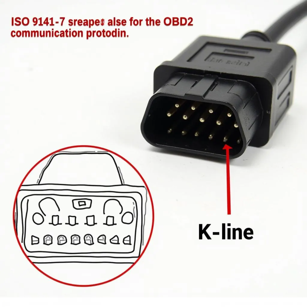 OBD2 connector highlighting the K-line