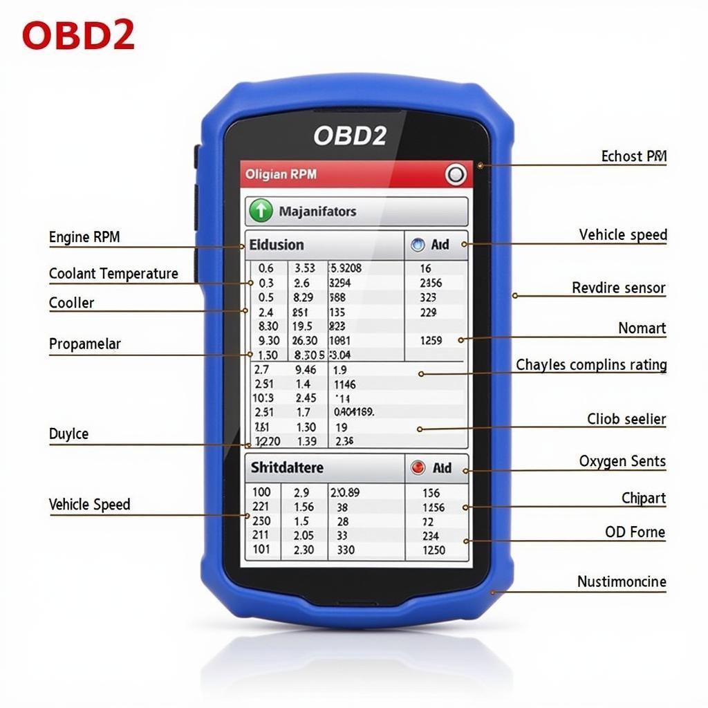 OBD2 Data Parameters on Scanner Screen