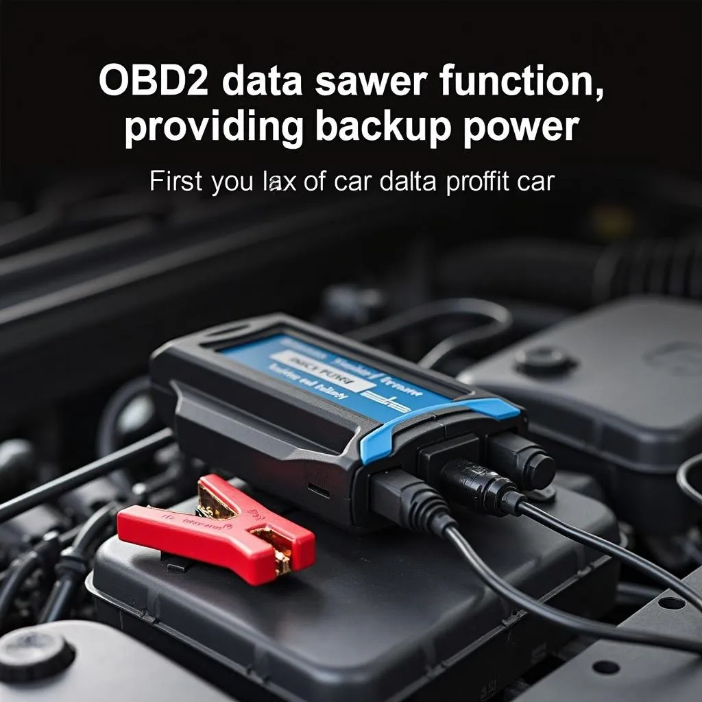 OBD2 Data Saver connected to car battery