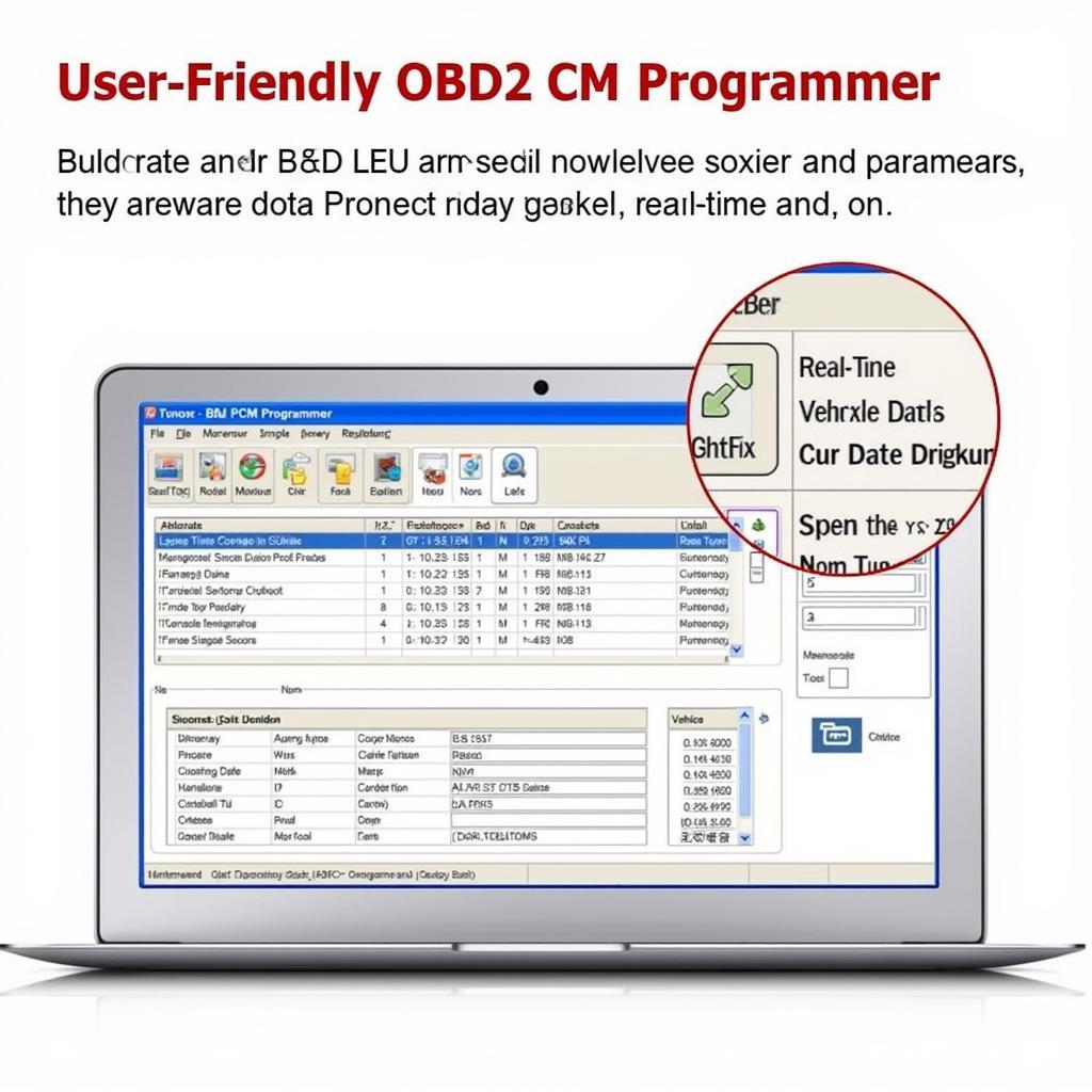 OBD2 ECU PCM Programmer Software interface on a laptop