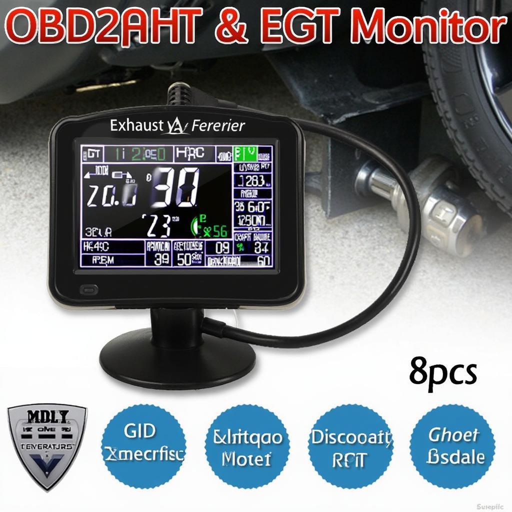 OBD2 EGT monitor displaying temperature reading